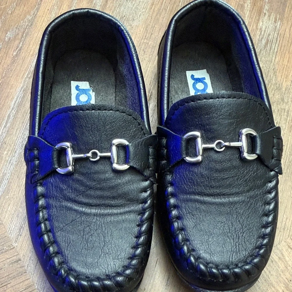 Josmo Black Kids Moccasins with Silver Accents